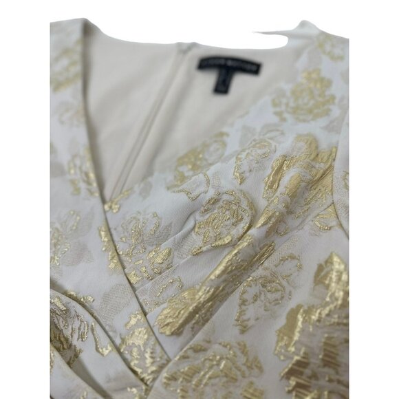 NWT Aidan Mattox V-Neck 3/4-Sleeve Gown - Gold & White size 4 - Picture 6 of 10